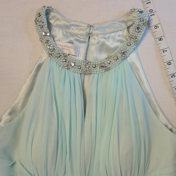 Donna Morgan Green Teal Sheer Gown - Picture 5 of 16